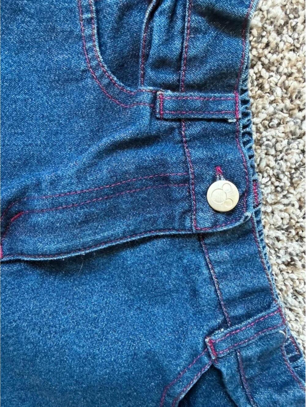 Girls Disney Piglet Embroidered Jeans Pink Stitch Detail Elastic Back Denim - Picture 4 of 6